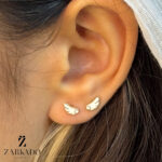 گوشواره میخی طلا طرح بال فرشته سفید کد E5574