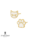 گوشواره میخی طلا گربه و پنجول کد E12794