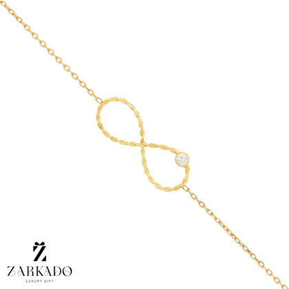 دستبند طلا بی نهایت طنابی نگین دار