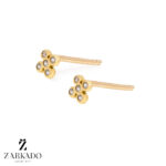 گوشواره میخی طلا طرح گل نگینی کد E16978