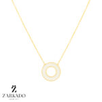 گردنبند طلا طرح دایره میناکاری سفید کد N6610