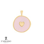 پلاک طلا طرح دایره مینادار با قلب کد P6582