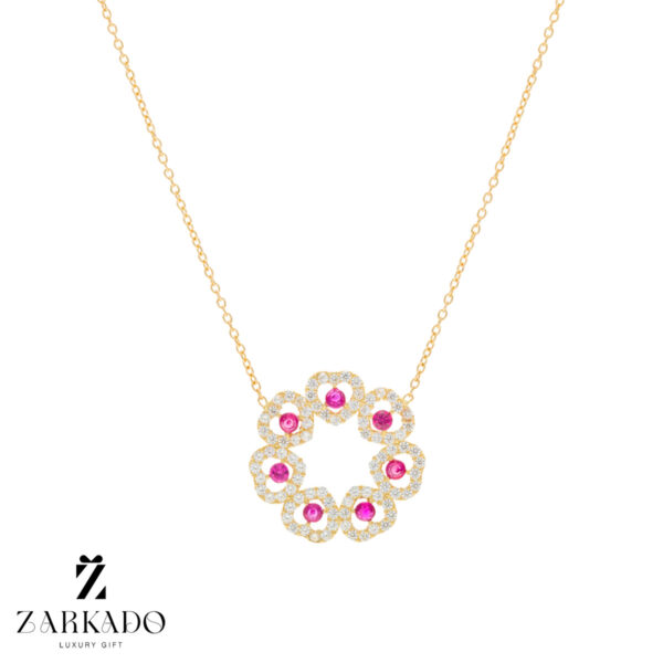 گردنبند طلا دایره قلبی نگین دار