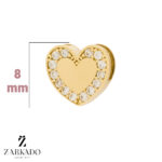 پلاک طلا قلب سه بعدی نگین دار کد P6551