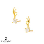 گوشواره میخی طلا طرح شاخ گوزن کد E24902