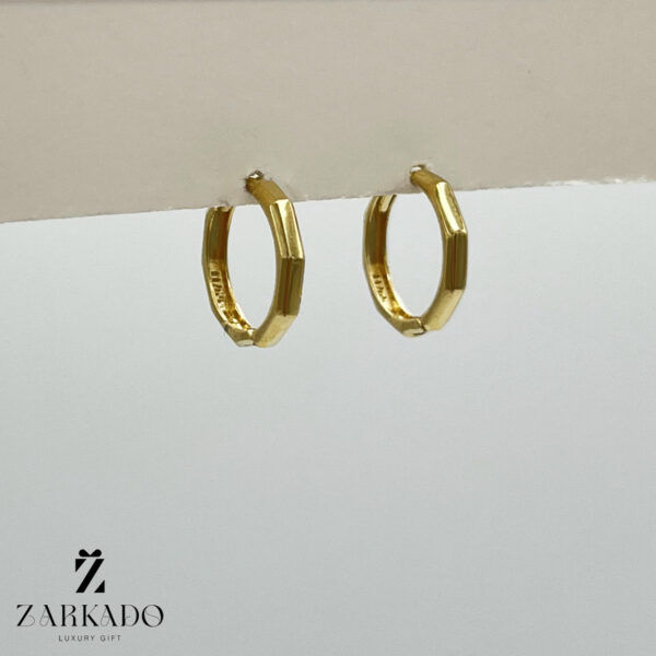 گوشواره حلقه ای طلا طرح شش ضلعی