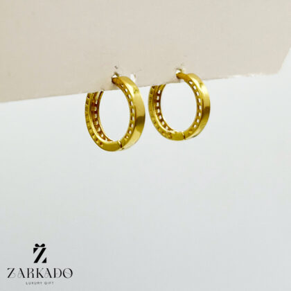 گوشواره حلقه ای طلا ساده نقطه ای