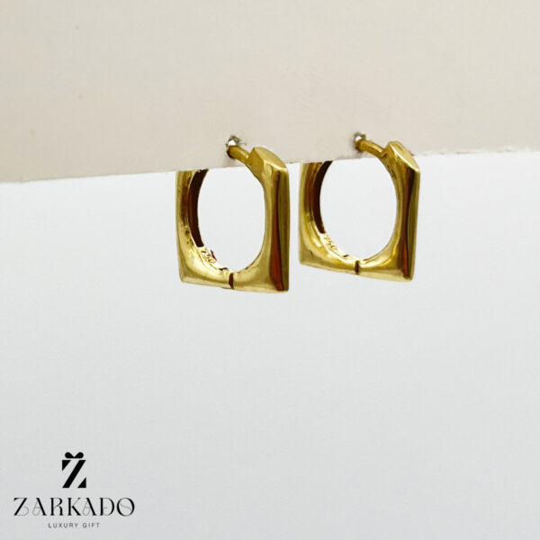 گوشواره حلقه ای طلا طرح مربع