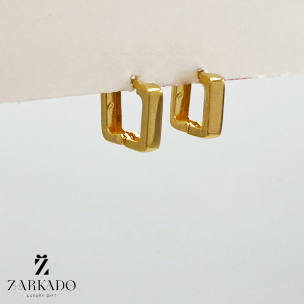 گوشواره حلقه ای طلا طرح مربع