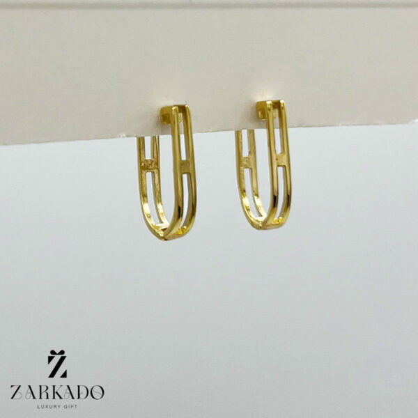 گوشواره حلقه ای طلا طرح بیضی طرحدار