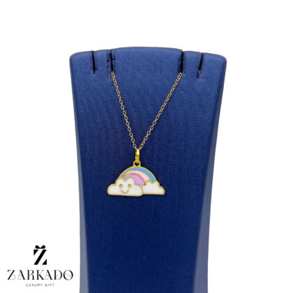 پلاک کودک طلا طرح رنگین کمان