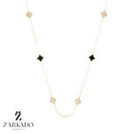 گردنبند طلا طرح ونکلیف میناکاری مشکی و سفید 6 تایی کد N21014