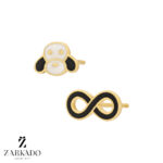 گوشواره میخی طلا لنگه به لنگه طرح سگ و بینهایت کد E16839