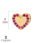 پلاک طلا قلب سه بعدی نگین سرخابی کد P7923