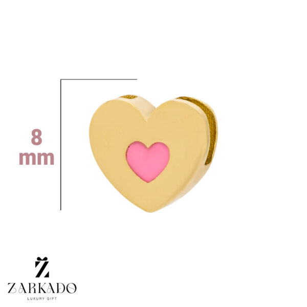 پلاک طلا قلب سه بعدی وسط مینادار صورتی