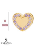 پلاک طلا قلب سه بعدی نگین یاسی کد P7922