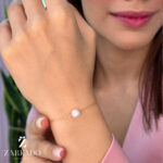 دستبند طلا طرح زنجیر و مروارید کد B3624