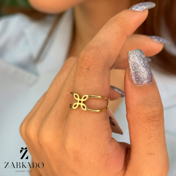 انگشتر طلا طرح گل چهار لاینه