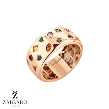 انگشتر طلا پمولاتو نگین رنگی