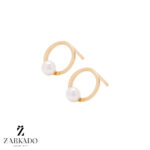 گوشواره میخی طلا دایره و مروارید کد E24921