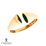 دستبند النگویی طلا ورنیر با سنگ مالاکیت کد B9672