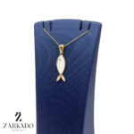 پلاک طلا ماهی میناکاری سفید کد P9828