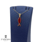 پلاک طلا ماهی میناکاری قرمز کد P9824