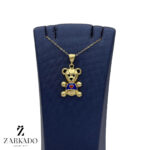 پلاک طلا تدی با پیراهن آبی کد P8387