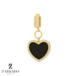 پلاک طلا قلب مشکی نگین دار