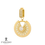 پلاک طلا دایره سفید و ستاره با نگین کد P13649