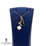 پلاک طلا گل رز و شاخه برگ کد P9804