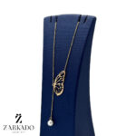 گردنبند طلا بال پروانه و آویز مروارید کد N12990