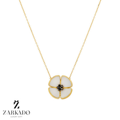 گردنبند طلا گل میناکاری و نگین