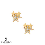 گوشواره میخی طلا ستاره نگین دار کد E12837