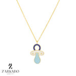 پلاک طلا طرح پستونک آبی کد P12809