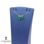 پلاک طلا طرح قلب میناکاری سبز اکلیلی کد P12605