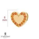 پلاک طلا قلب سه بعدی نگین نارنجی کد P12738