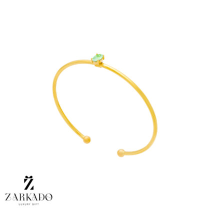 دستبند طلا بنگل با تک نگین سبز