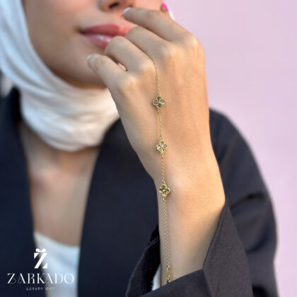 دستبند طلا ونکلیف تراشدار سه تایی