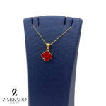 پلاک طلا ونکلیف با سنگ قرمز کد P13549