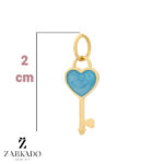 پلاک طلا طرح کلید قلبی آبی کد P9655