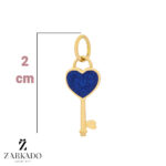 پلاک طلا طرح کلید قلبی آبی کاربنی کد P5509
