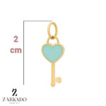 پلاک طلا طرح کلید قلبی آبی آسمانی کد P5506