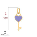 پلاک طلا طرح کلید قلبی بنفش کد P5507