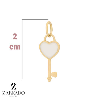پلاک طلا طرح کلید قلبی سفید