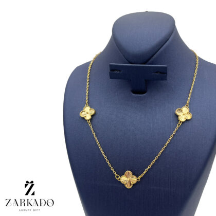 گردنبند طلا ونکلیف تراشدار سه تایی