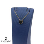 پلاک طلا قلب سه بعدی نگین دار مشکی کد P12730