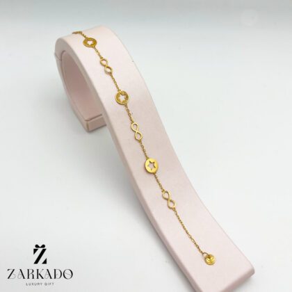 دستبند طلا طرح بی نهایت و دایره ستاره ای