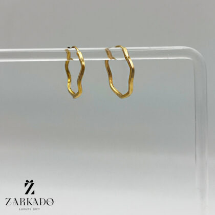 گوشواره حلقه ای طلا طرح موج