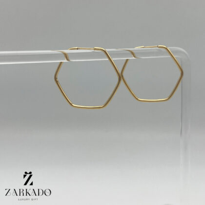 گوشواره حلقه ای طلا شش ضلعی مفتولی